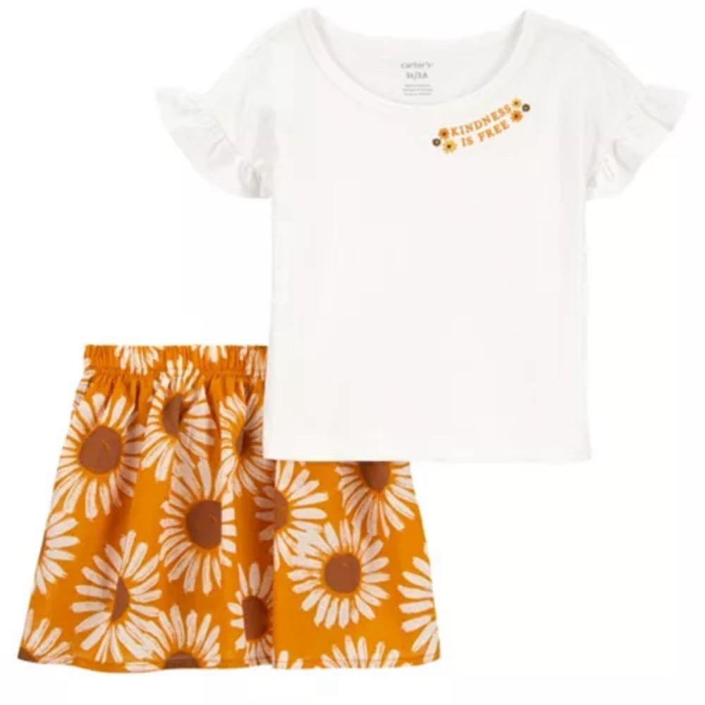 NWT Carter's Toddler Girls 18 Month Floral T-shirt and Skort 2 Piece Set